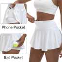 14" Pleated Tennis Skirt with Pockets High Waisted Skort (M)
