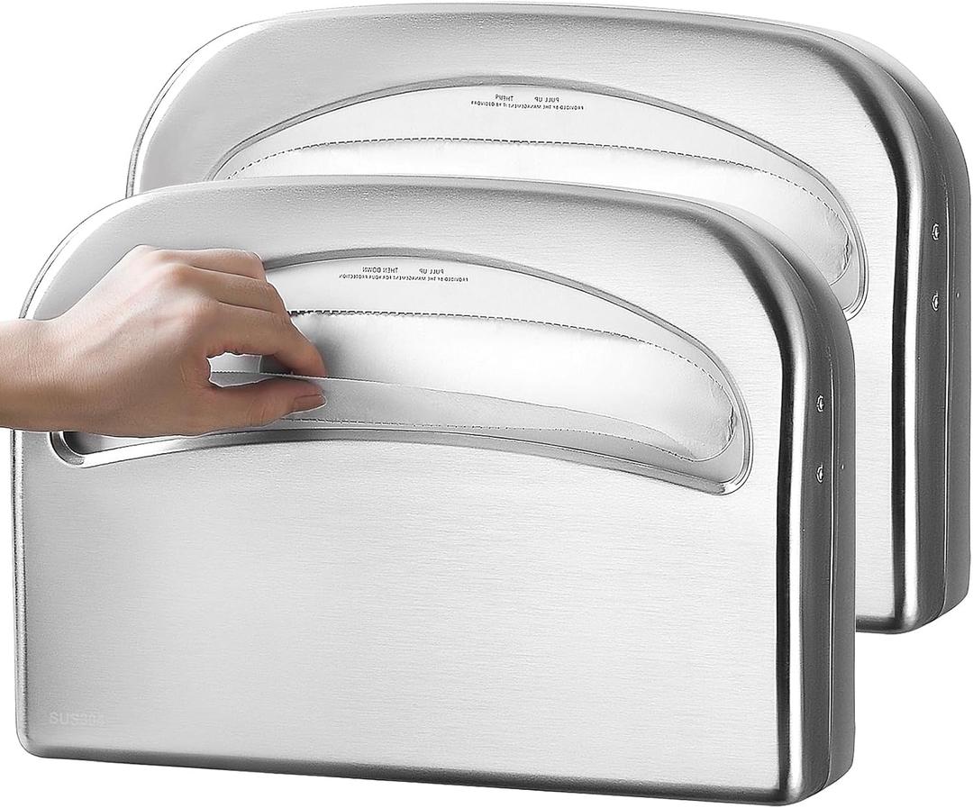 2 Packs Toilet Seat Cover Dispenser Wall Mount Commercial, Half Fold Toilet Seat Cover Dispenser, 304 Stainless Steel, 16-Inch