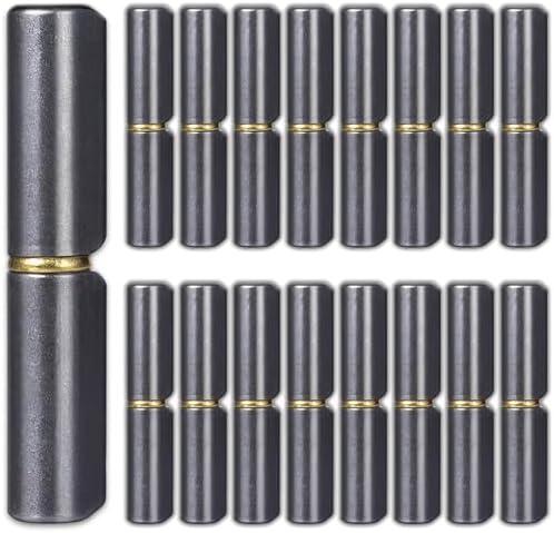 20 Pack 3 Inch Weld On Barrel Hinges, Heavy Duty Carbon Steel Detachable Hinge for Metal Swing Doors, Gates, Trailer Ramps, and Driveway Gates, 360° Rotating Bullet Hinges with Low Friction Pin