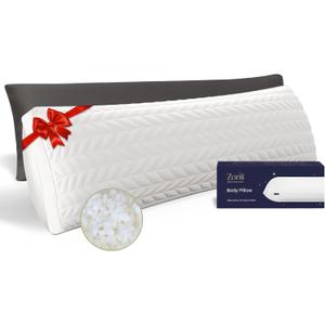 ZonLi Long Body Pillows for Adults, Memory Foam Body Pillow Adjustable, Firm Support for Side Sleepers, Pregnant Women, Washable Quilted Pillowcase, 20 x 54 Inch, Gifts, Dark Grey Set