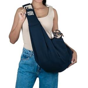 Dog Sling Carrier for Small Dogs & Cats - Reversible & Soft Pet Carrier, Adjustable Strap, Hands-Free Puppy Carrier for Dogs 0-15 lbs, Lightweight & Comfortable Sling for Travel, Walking & Outdoor