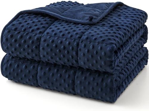 Topcee Weighted Blanket for Adults (20lbs 60"x80"), Minky Dots Heavy Blanket for 190-210lbs Sleeping, Soft, Cozy and Cooling Weighted Throw Blankets, Machine Washable, Blue