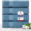 TEXTILOM 100% Turkish Cotton 4 Pcs Hand Towel Set, Luxury Hand Towels for Bathroom, Soft & Absorbent Bathroom Hand Towels Set (16 x 28 inches)- Blue