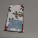 Newbridge Christmas Natures Poinsettia Scalloped Fabric Holiday Napkins, Holly, Berries and Evergreen Border with Red Trim, Set of 4 Reusable Cloth Napkins