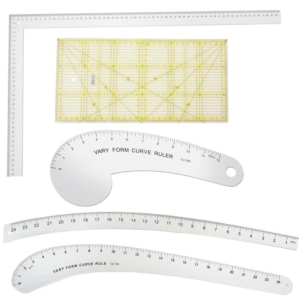 Fashion Sewing Ruler, Vary Form Curve Ruler, French Curves Measuring Cloth Design, Drawing Pattern, Aluminum (5-Pcs Set)