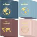 Lincia 48 Pcs Blank Passport Notebook Fake Passport Book Travel Journal Book Bulk Coloring Travel Airplane Activity Decor Projects(Cold Color)