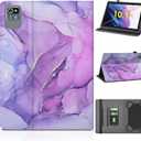 DETUOSI Universal 10 inch Tablet Case for ECOPAD TH-KK12C, Aiprotablet K10, MEIZE D115, Jeazans KT1016, COLORROOM CP30 10.1" Tablet, Folio Leather Protective Cover,2-Angle Viewing Stand,3 Card Slots (Purple marble)