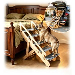 Dog Stairs Ramp for Large Dogs, Foldable Pet Steps for Bed, Car & Truck