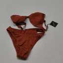 ZAFUL Bikini Sets for Women Triangle Textured Plunging High Cut Cheeky Bikini Swimsuits Two Piece Bathing Suits (Medium, 0-caramel)