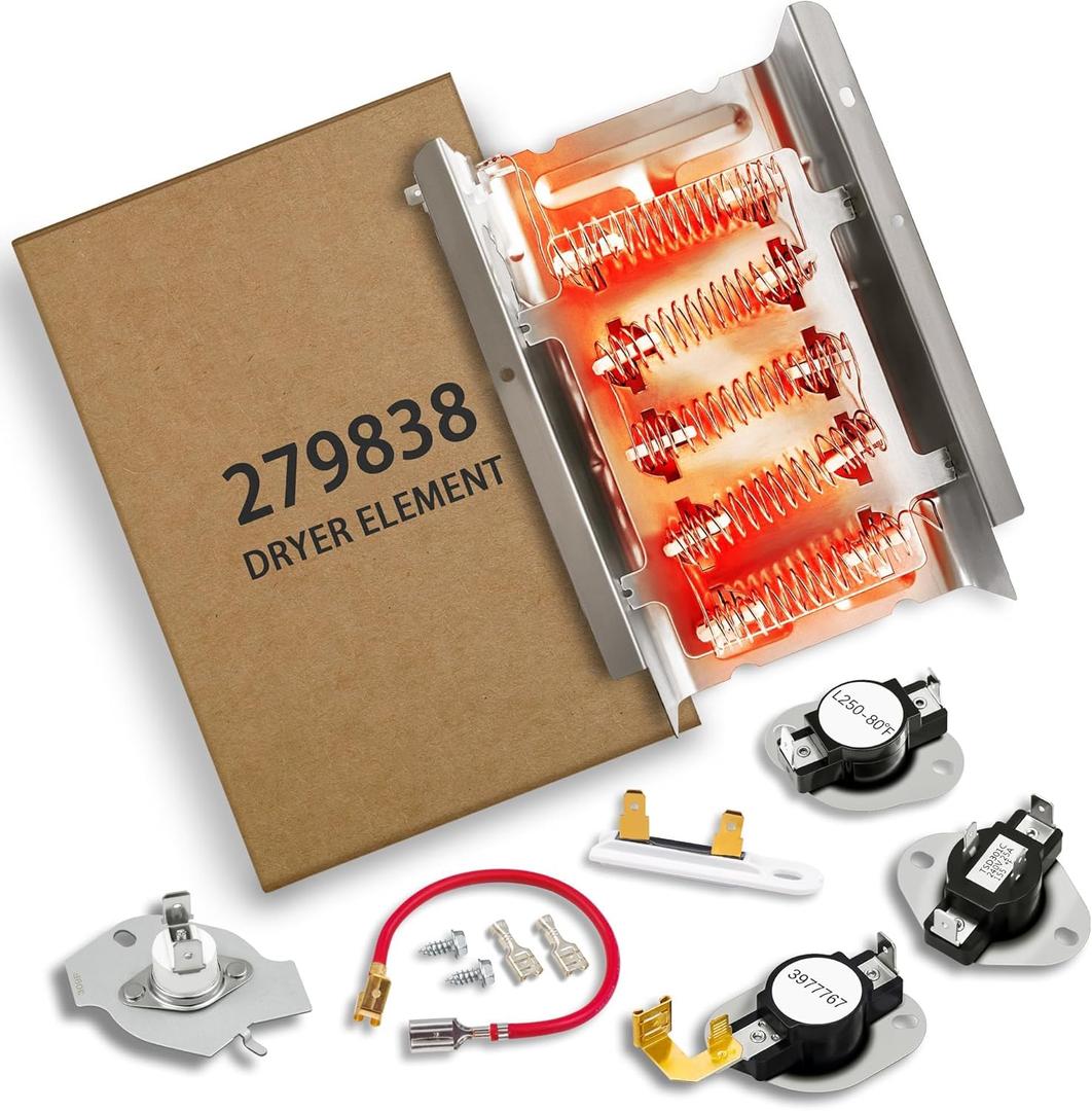 Dryer Heating Element Kit Fit for Whirl-pool LEQ9030PQ0 LER8620PW1 LEQ9508PW1 LER6620PQ0 LER4634EQ1 LER4634JQ0 LER3624JQ1 LER4634PQ0 LER7646EQ1 LER7646JQ0 LEQ9858PW0 LER8620PW0 LER8648LW0 LEQ8858JQ1