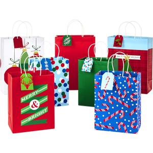 Hallmark Christmas Assorted Gift Bag Bundle with Mix-n-Match Gift Tags, Traditional (Pack of 7 : 3 Large 13", 4 Medium Gift Bags 9"; 7 Gift Tags)