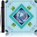 Mahjong Mat Non-Slip 32.68x32.68 Inch | Noise Reduction Game Table Mat with Carrying Bag - for Mahjong, Board Games, Dominoes, Poker Cards, Tabletop GamingBlue/Peacock