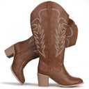 Womens Extra Wide Calf Embroidered Western Boots Cowgirl Boots Knee High 7