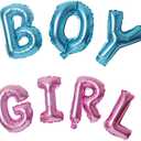 2 pcs BOY Girl Letter Balloons, 28X11 Inch Gender Letter Foil Balloons for Birthday Party DecorationI