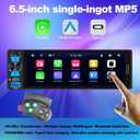 6.5" Single Din Car Stereo Wireless Apple CarPlay Android Auto, Car Radio Bluetooth 5.2, FM/AM/RDS, IPS HD Touchscreen, Type-C Fast Charging
