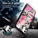 Black Leopard&Pink Lily Phone Case for iPhone 14 Black Leopard Lily Case Cover TPU Bumper Hard Back Shockproof Phone Case Girly Protective Phone Cover with Aesthetic Design