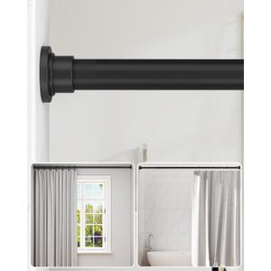 ALLZONE Heavy Duty Tension Shower Curtain Rod 42-83 Inches for Bathroom, Window, Non-Slip, Adjustable with Strong Spring Pole for Closet, Doorway, No Rust, No Drilling, Black