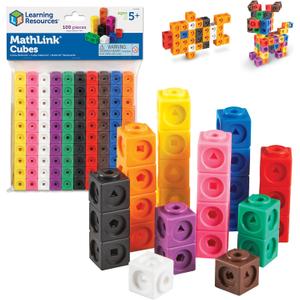 Learning Resources MathLink Cubes - Set of 100 Cubes, Ages 5+ Kindergarten, STEM Activities, Math Manipulatives, Homeschool Supplies, Teacher Supplies