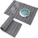 Large Stone Dish Drying Mat for Kitchen Counter, 24"×16", Collapsible Quick Dry Dish Drying Mat, Ultra Absorbent Diatomaceous Earth Mats for Dishes Bottles Cups, Match Any Countertop - Grey