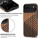 TENDLIN Magnetic Case Compatible with iPhone Air Case Wood Grain with Carbon Fiber Texture Design Leather Hybrid Slim Cover (Compatible with MagSafe) Hairline