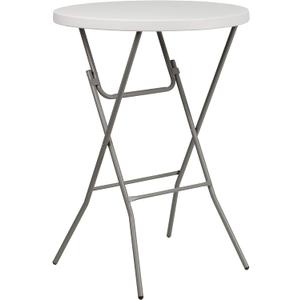 Flash Furniture Kathryn 2.63' Round Folding Bar Height Table for Parties and Commercial Events, Indoor/Outdoor Plastic Bar Height Folding Table, White