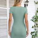Valiamcep Women's Long Sleeve Dress Crewneck Bodycon Dresses Ribbed Knit Slim Fit Casual Mini Dress (Brown, S)
