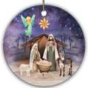 Nativity Scene Christmas Ornament Holy Family with Baby Jesus, Mary & Joseph Under Star of Bethlehem Religious Christian Xmas Tree Decoration Gift for Faith & Church Families