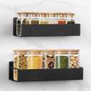 Kitchen Spice Rack for Wall: 2 Packs Black Adhesive Spice Racks Wall Mount - 11.8" Large Hanging Storage Organizer Cabinet Without Drilling for Work Room Bathroom Shelves