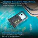 Pelican Marine - IP68 Waterproof Phone Pouch (XL Size) Floating Waterproof Phone Case - Beach Cruise Ship Travel Essentials - Works with All Phones - Detachable Lanyard - Black/Hi-Vis Yellow
