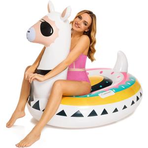 Triumpeek Inflatable Llama Pool Float, 51" Fiesta Alpaca Pool Floaties, Novelty Fun Water Inflatable Ride-On for Summer Swimming Pool Party Decoration Toys for Adults