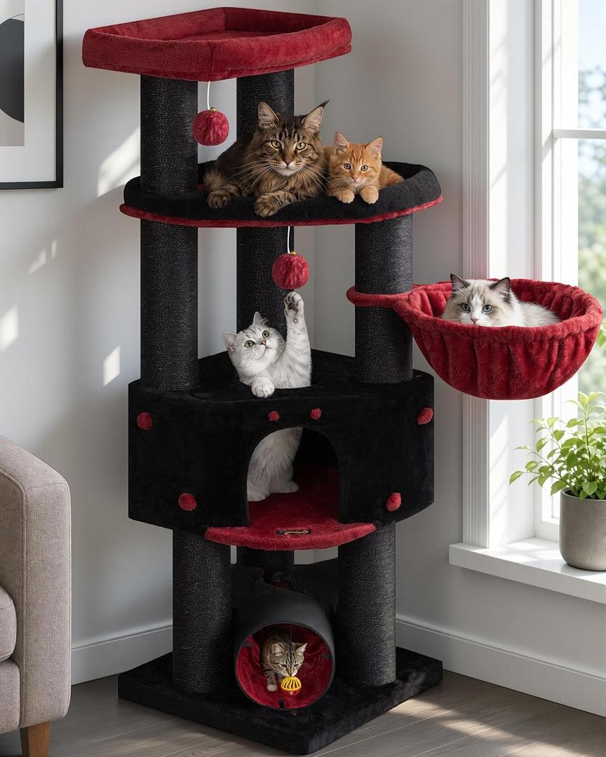 Heavy Duty Large Cat Tree Tower, Extra Wide Cat Scratching Posts (φ4.3in)