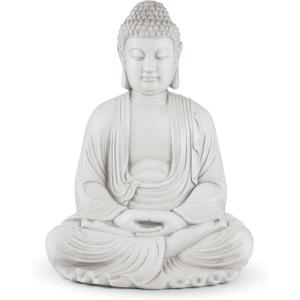 Glitzhome 22.75-inch Zen Meditation Buddha Garden Statue, Black Large Indoor and Outdoor Sculpture, Hand-Finished MGO & Fiberglass Decor for Home Patio Yard