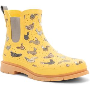 Western Chief Women's Waterproof Chelsea Ankle Rain Boot with Elastic Gore and Rubber Lug Outsole  Stylish and Functional for Rainy Days (7, Hen Frenzy)