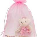 Pink Organza Gift Bags 6X9 Inch Small Pink Mesh Bags Drawstring Jewelry Pouch for Wedding Baby Shower Party Favor Bags