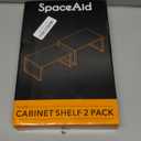 SpaceAid Cabinet Shelf Organizers 2 Pack, Kitchen Counter Rack Shelves Riser, Stackable Expandable Spice Rack, Pantry Cupboard Storage Organization (Black and Natural, Short) (11.7"W)