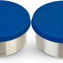 LunchBots 2.5 oz Stainless Steel Dressing Container for Condiments, Dips, Snacks, Dipping Sauce Cups with Silicone Lid, Fits in Lunch Bags and Bento Boxes - Set of 2 (Blue)