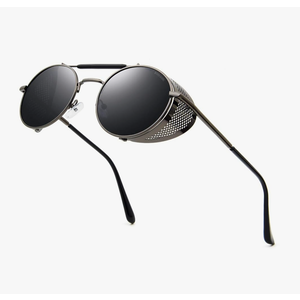 RONSOU Steampunk Style Round Vintage Polarized Sunglasses Retro Eyewear UV400 Protection Matel Frame