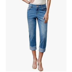 Sidefeel Women's Capri Jeans High Waisted Stretchy Roll-up Skinny Cuffed Cropped Zimbaplatinum Summer Capri Pants. Size 10,  Ashleigh Blue