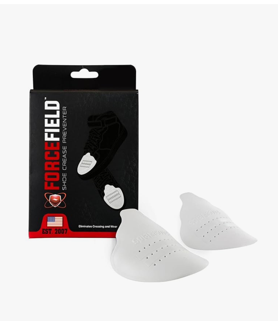 Pack Of 2 FORCEFIELD Shoe Crease Preventer - Foam Crease Protector for Shoes & Boots - Fits Inside Toe Box, Prevents Creasing - Adhesive Strips for Secure Fit - Fits Kids Size 4-7, Women’s 5-12, Men’s 8+