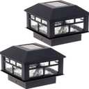 GreenLighting Modern Solar Post Cap Lights Fits 4x4 Wood, 4x4 & 5x5 PCV/Vinyl Outdoor Solar Powered Light, Fence Post, Landscaping, Deck, Garden- Bright LED, Waterproof Black 2 Pack