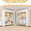 F7C Clothes Rack with Cover, Covered Clothing Rack Heavy Duty | Adjustable Garment Rack with Shelves, Portable Closets for Hanging Clothes, Max Load 770 Lbs, White Rack with White Cover