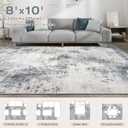 Washable Rug 8x10 Area Rugs for Living Room: Modern Abstract Neutral Soft Carpet for Bedroom Dining Room Under Kitchen Table Home Office Decor - Grey Blue