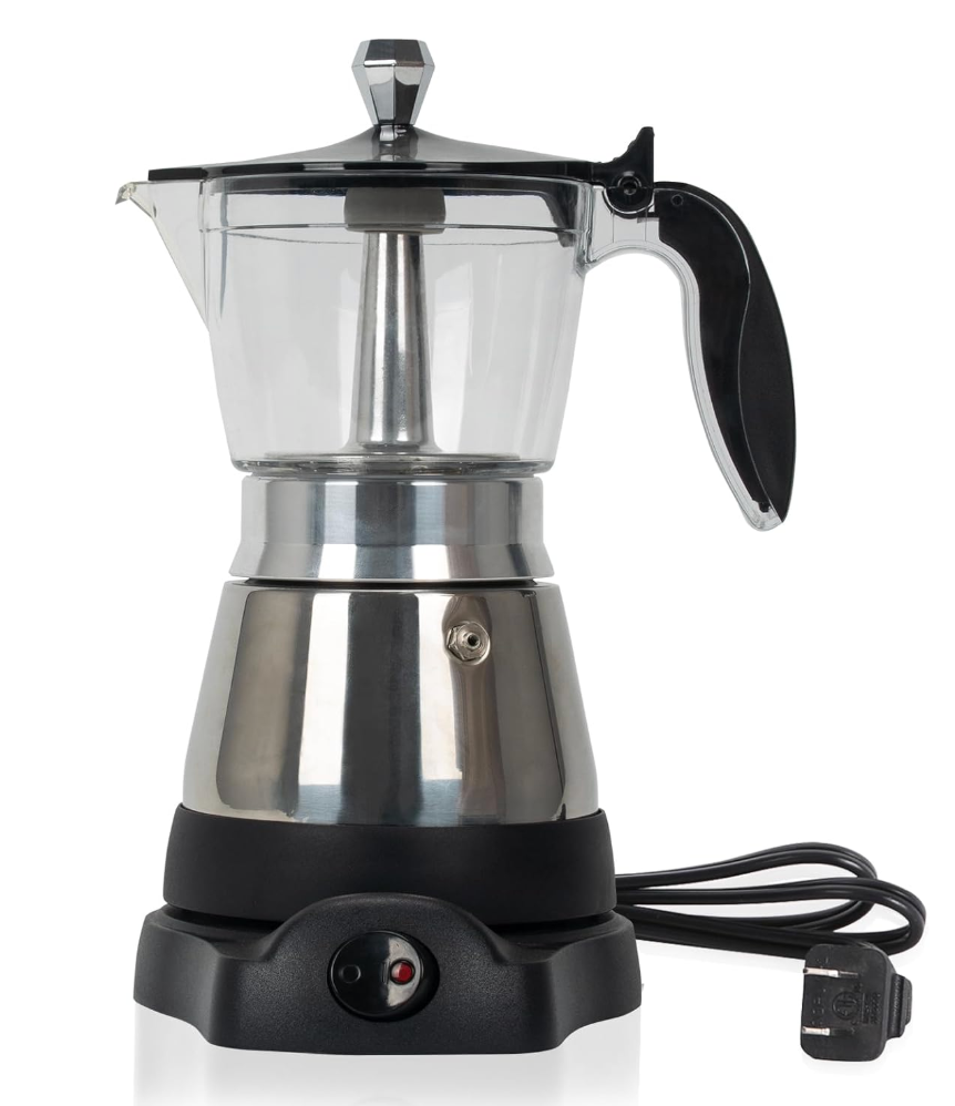 LAOION Cafeteras Electricas Modernas Moka Pot, Italian Coffee Espresso Machine, 6 Cup Cuban Coffee Maker with Detachable Base & Overheat Protection, Greca Electrica De Cafe Gift for Travel