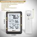 Indoor Outdoor Thermometer Wireless Weather Station, Temperature Humidity Monitor Battery Powered Inside Outside Thermometers with 330ft Range Remote Sensor and Backlight DisplayMetal Black