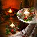 Dingion 4 Pcs Christmas Candle Ring Wreath Christmas Table Decoration