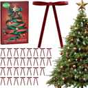 Burgundy Velvet Bows for Christmas Tree - 30Pcs Vintage Ribbon Bows for Tree Decorations, 3/8" Small Bows for Garland, Wreath, Fireplace, Door, Gift Wrapping, Holiday Decor (5 x 7 Inch)