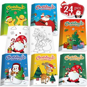 D-FantiX 24Pack Christmas Coloring Book for Kids, Christmas Party Favors for Kids, Holiday Activities Gift for Boys Girls, Xmas Treats Prizes Stockings Goodie Bags Stuffer Filler Party Supplies