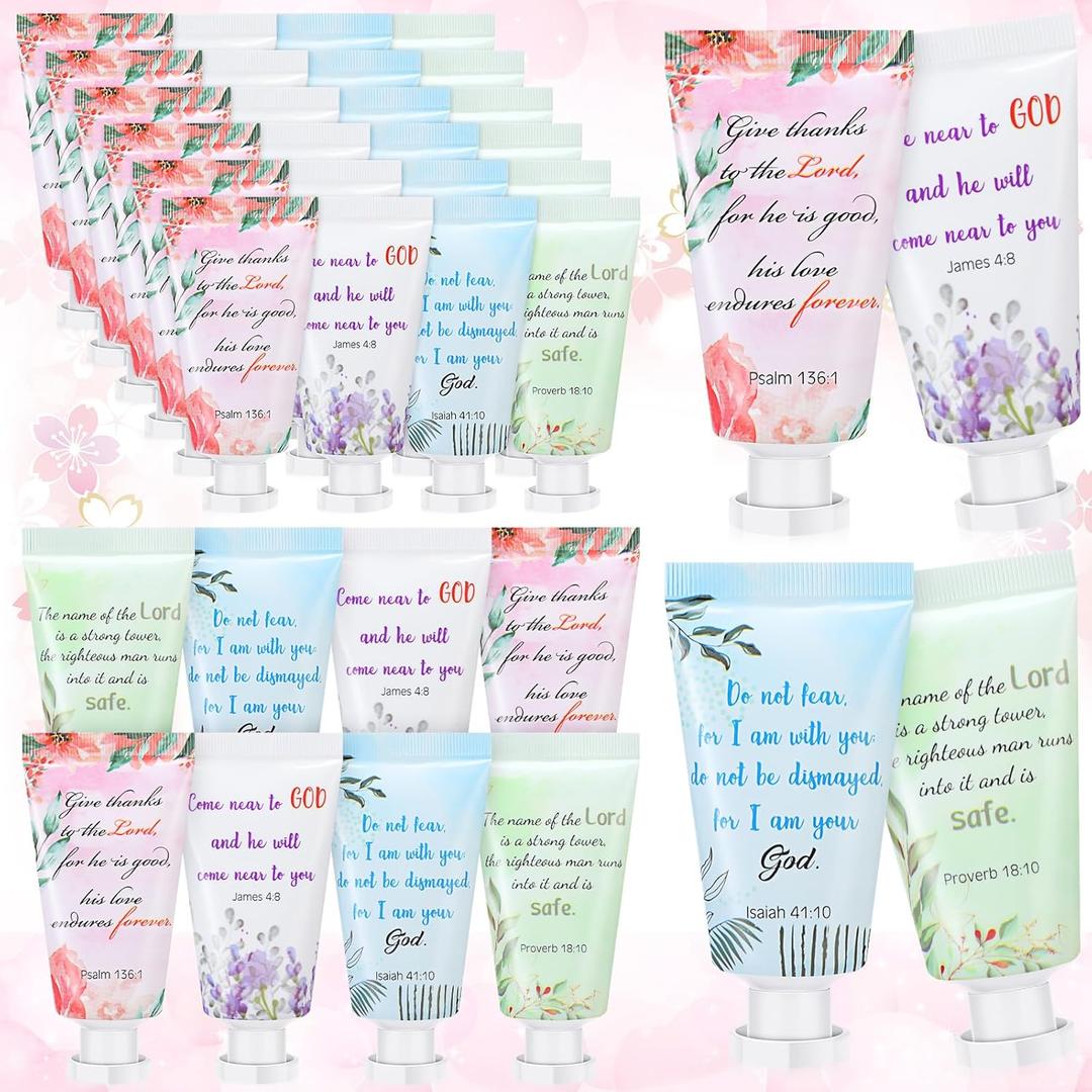 Landhoow 36 Pack Christian Hand Cream Bulk for Women Travel Hand Lotion Set Religious Bible Verse Gifts for Easter Church Prayers School Teacher Wedding Anniversary Birthday Mother's Day