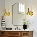 Vintage Wall Sconces Bathroom Vanity Lighting Fixtures Beautiful Wall Light with Green Glass Lampshade for Bedside Bedroom Doorway Bathroom