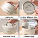 Stainless Steel Bento Box Adult Lunch Box, bento box with thermos,Portable Insulated Food Lunch Container Set with Thermal Lunch Box, 4 Separate Stackable Lunch Container Microwave (Beige 68oz)